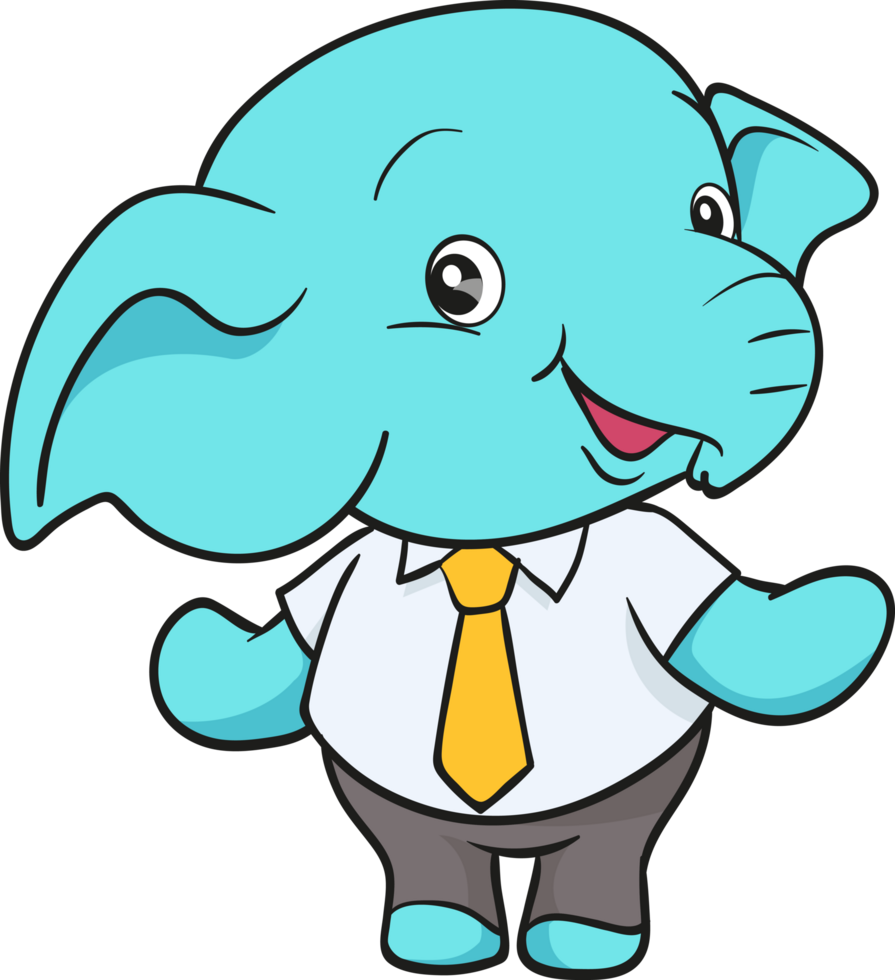 cute elephant cartoon mascot character png