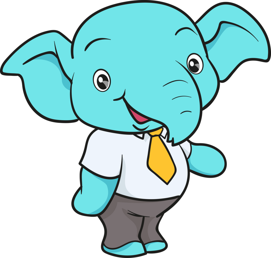 cute elephant cartoon mascot character png