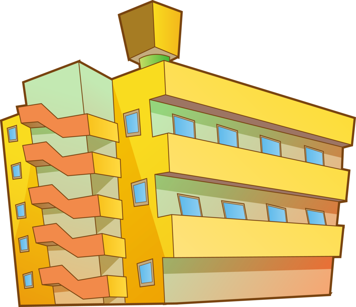 schattig gebouw tekenfilm constructies png