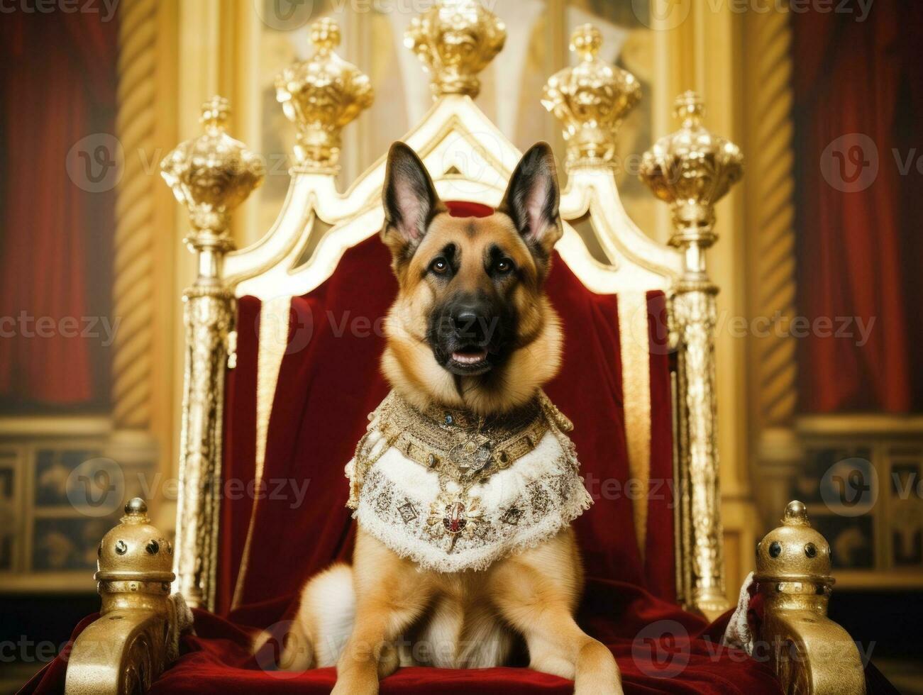 Regal dog with a regal stance in a royal setting AI Generative photo