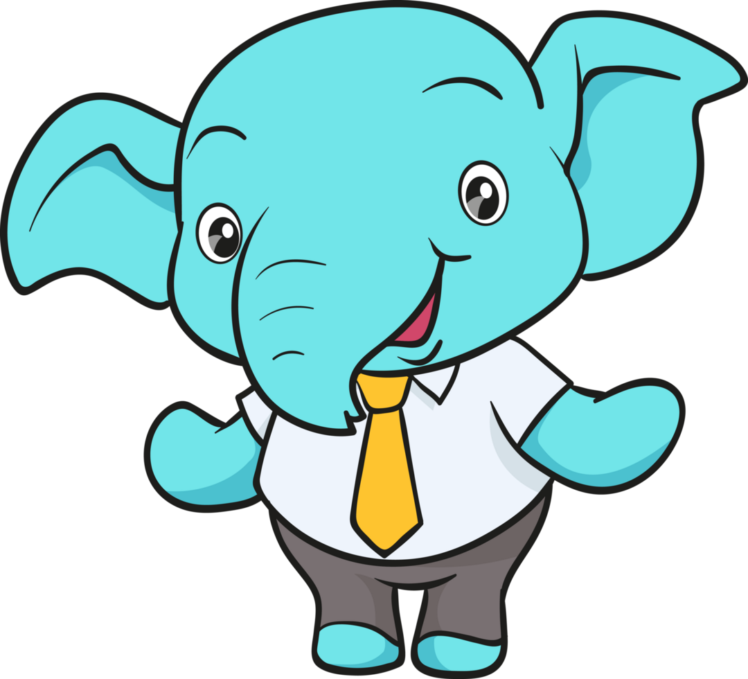 cute elephant cartoon mascot character png