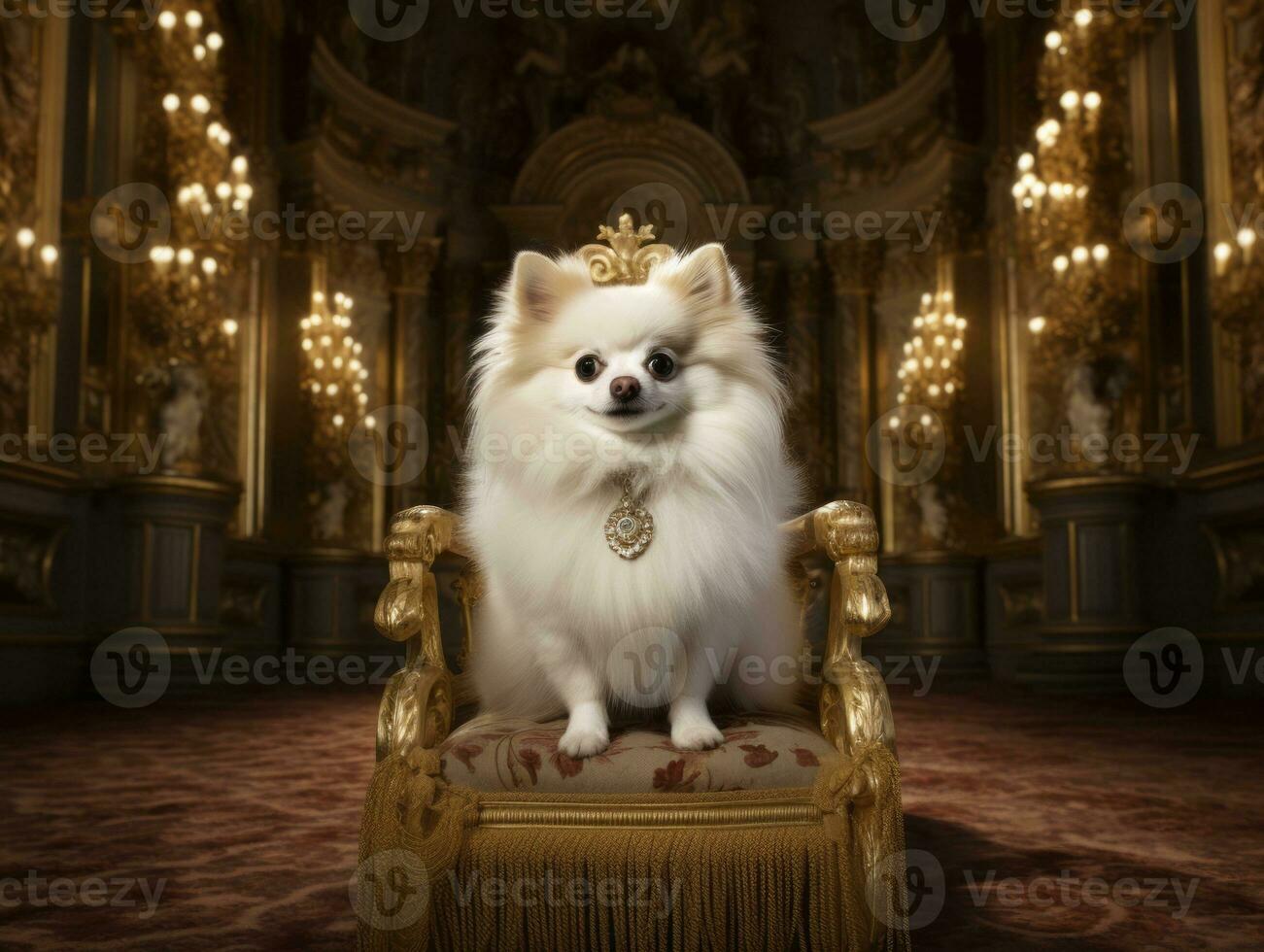 Regal dog with a regal stance in a royal setting AI Generative photo