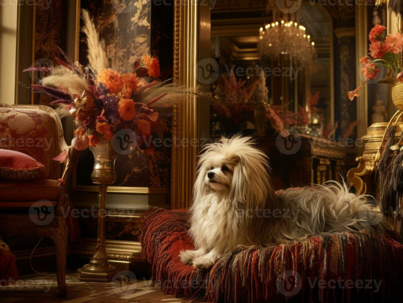 Regal dog with a regal stance in a royal setting AI Generative photo