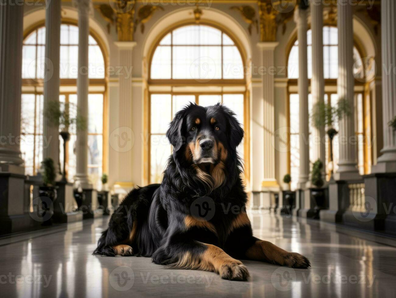Regal dog with a regal stance in a royal setting AI Generative photo
