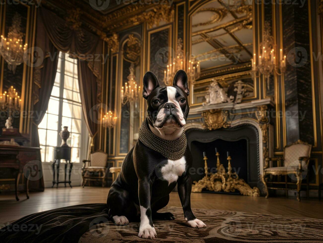 Regal dog with a regal stance in a royal setting AI Generative photo