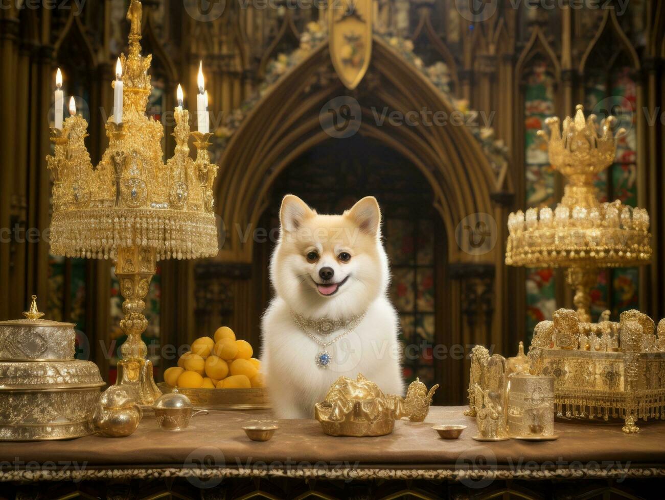 Regal dog with a regal stance in a royal setting AI Generative photo