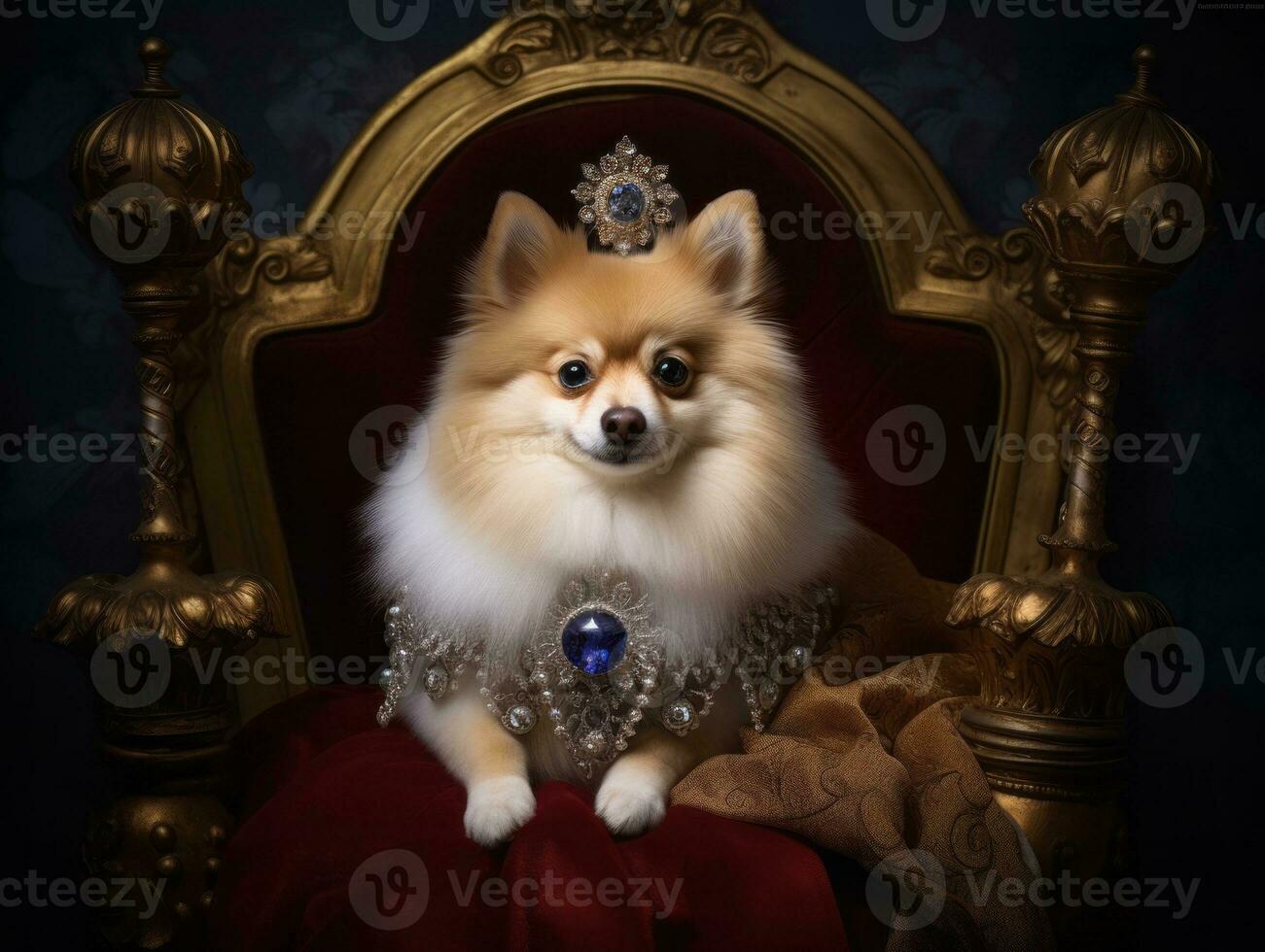 Regal dog with a regal stance in a royal setting AI Generative photo