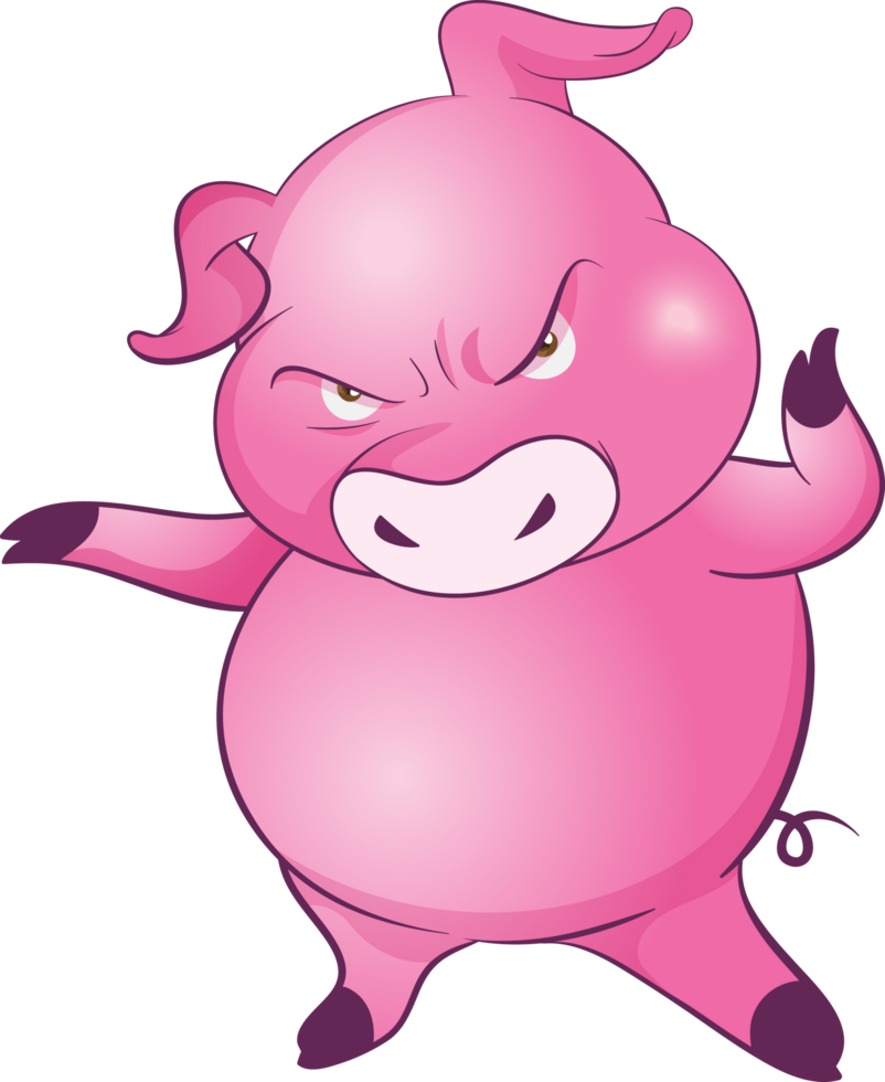 cute little pig cheerful funny dance and many emotion acting png
