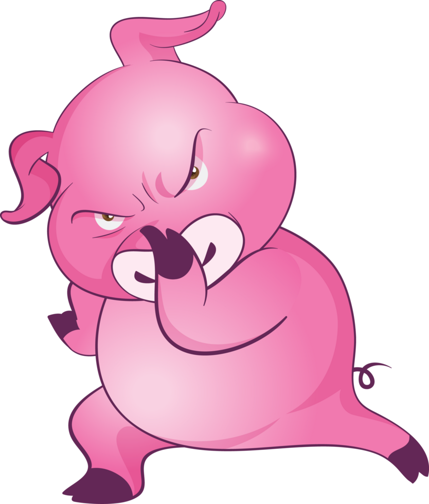 cute little pig cheerful funny dance and many emotion acting png