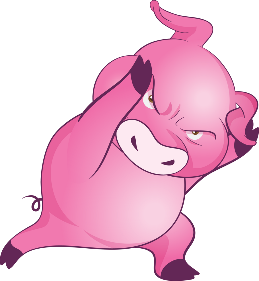 cute little pig cheerful funny dance and many emotion acting png