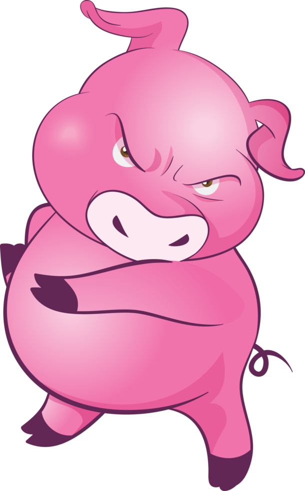 cute little pig cheerful funny dance and many emotion acting png