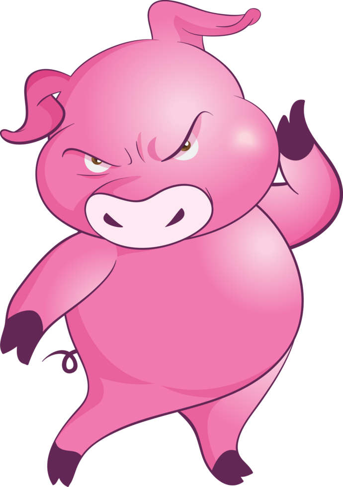 cute little pig cheerful funny dance and many emotion acting png