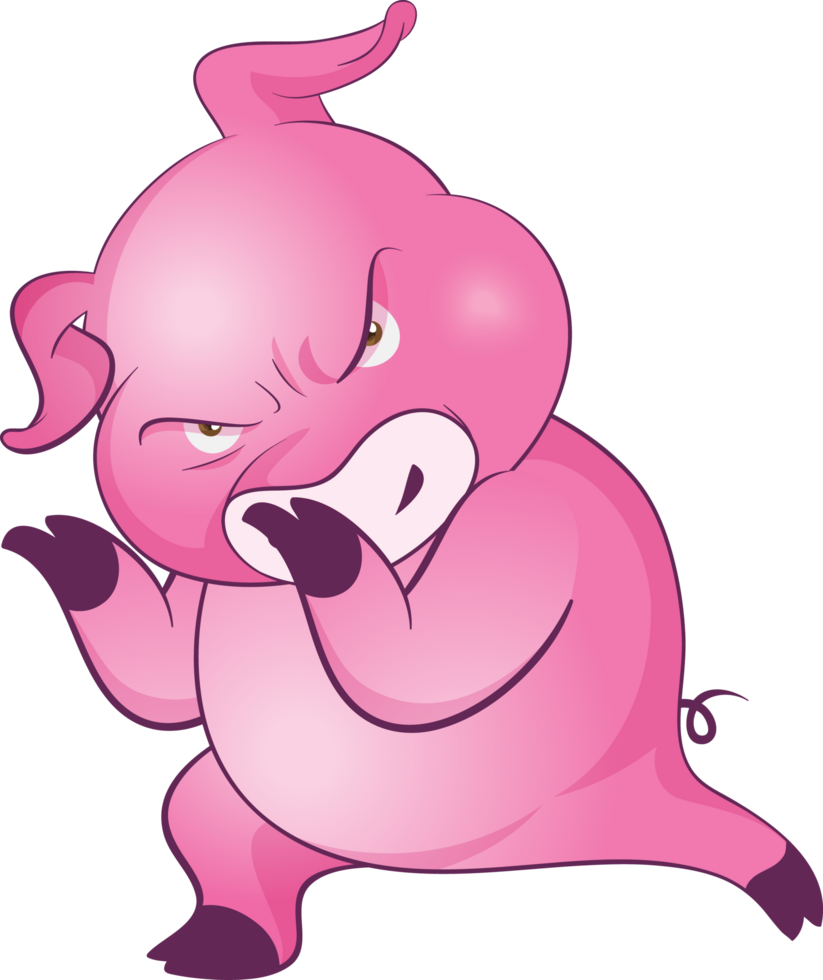cute little pig cheerful funny dance and many emotion acting png
