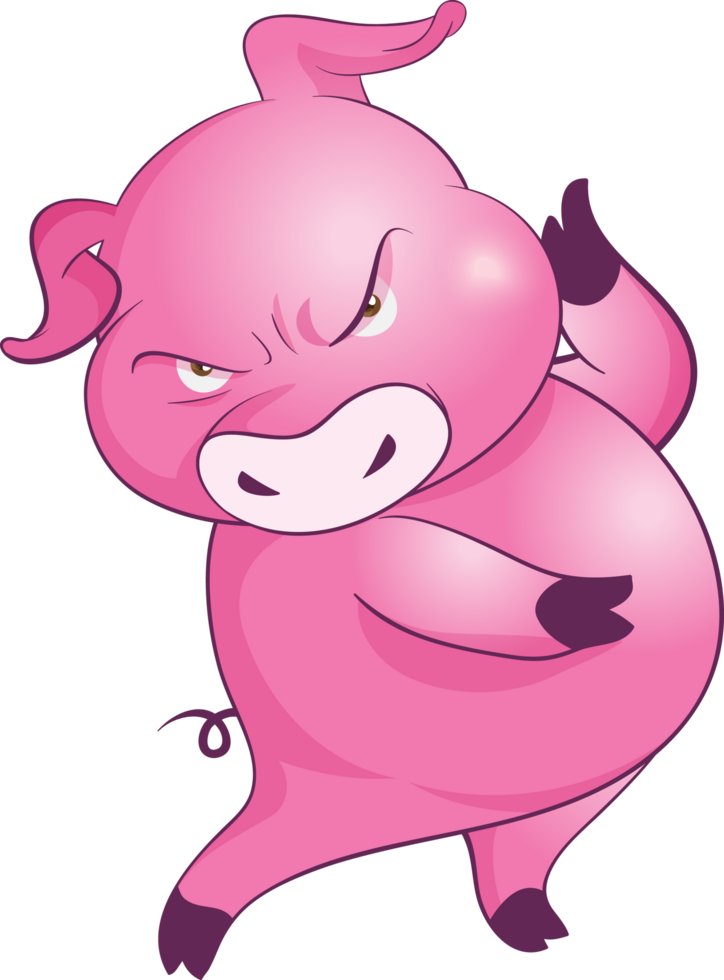 cute little pig cheerful funny dance and many emotion acting png