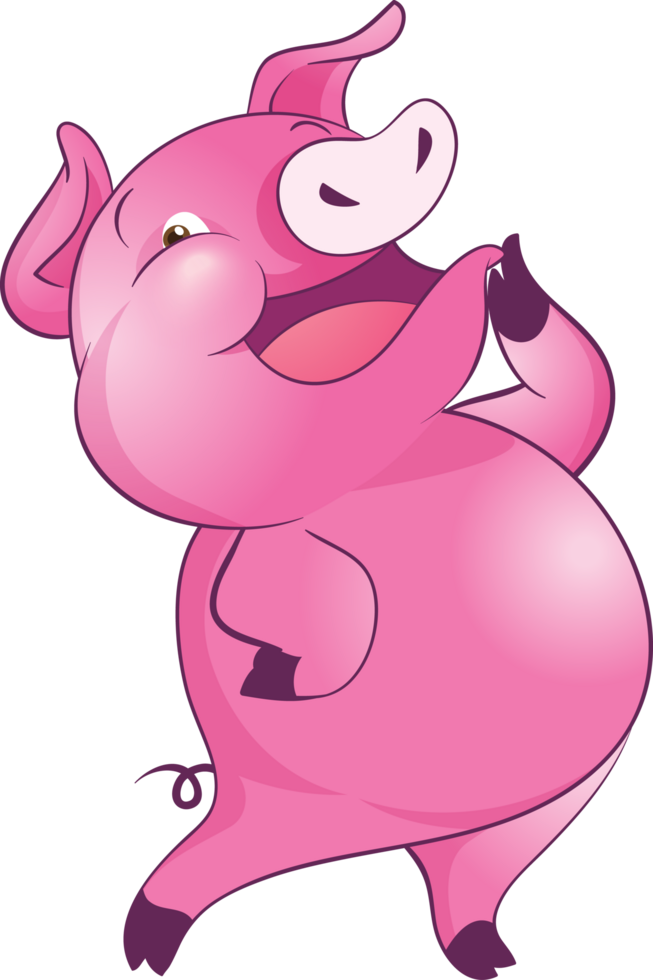 cute little pig cheerful funny dance and many emotion acting png