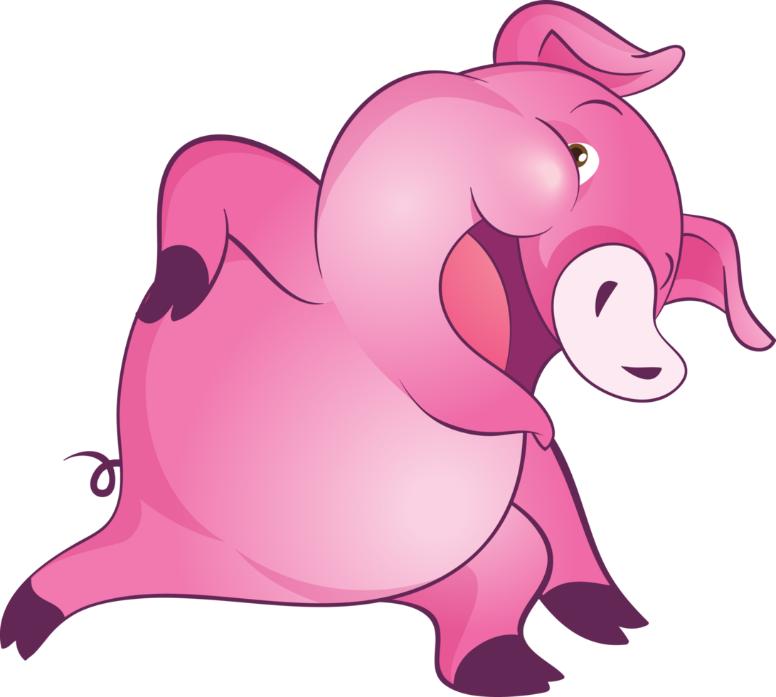 cute little pig cheerful funny dance and many emotion acting png