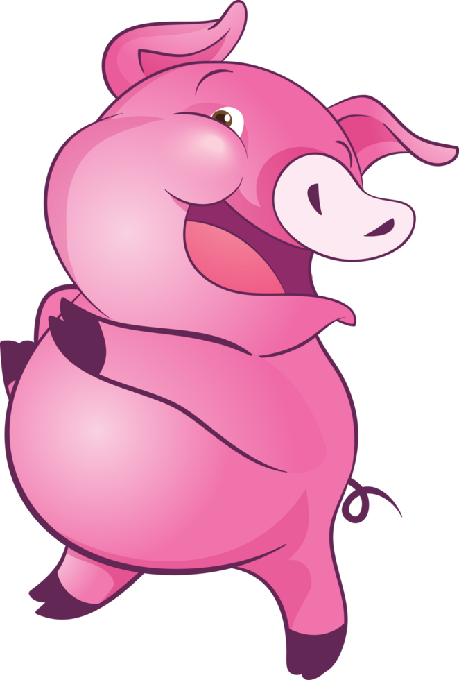 cute little pig cheerful funny dance and many emotion acting png