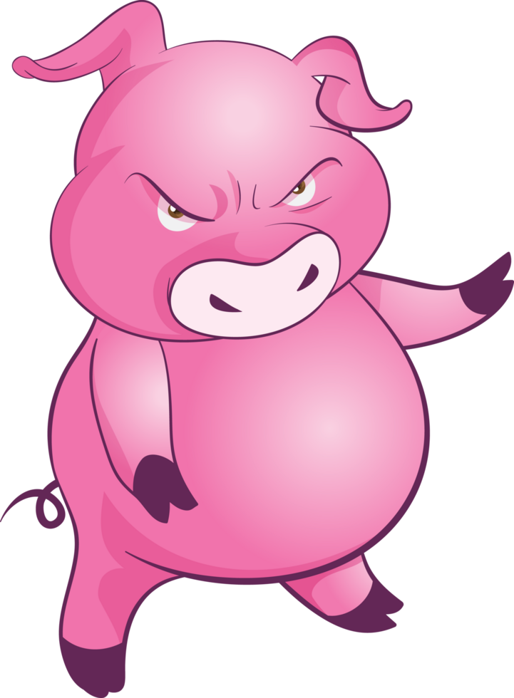 cute little pig cheerful funny dance and many emotion acting png