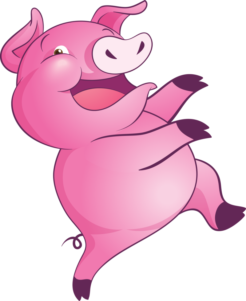 cute little pig cheerful funny dance and many emotion acting png