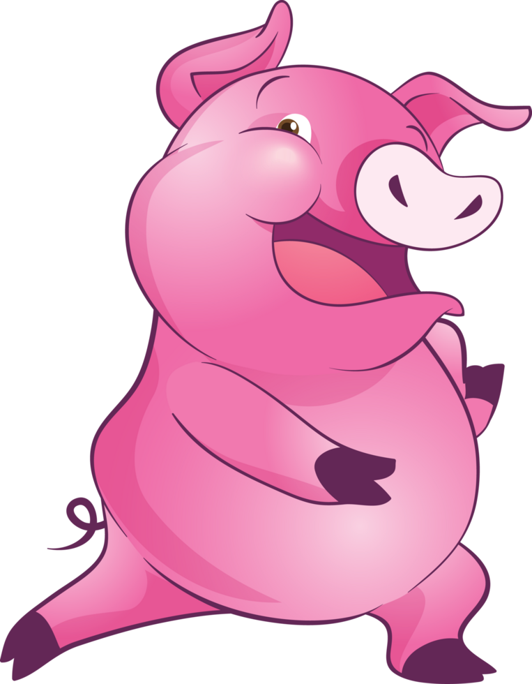 cute little pig cheerful funny dance and many emotion acting png