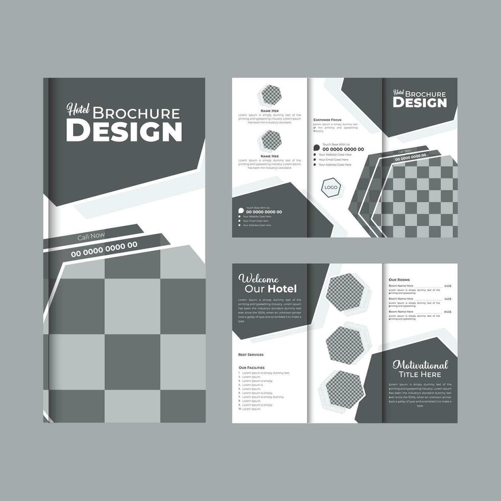 corporativo negocio tríptico folleto modelo. moderno, creativo y profesional tri doblez folleto vector diseño. sencillo y minimalista promoción disposición.