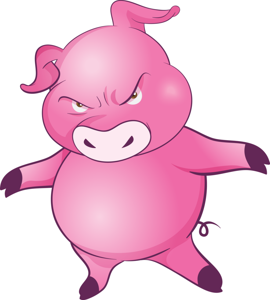 cute little pig cheerful funny dance and many emotion acting png