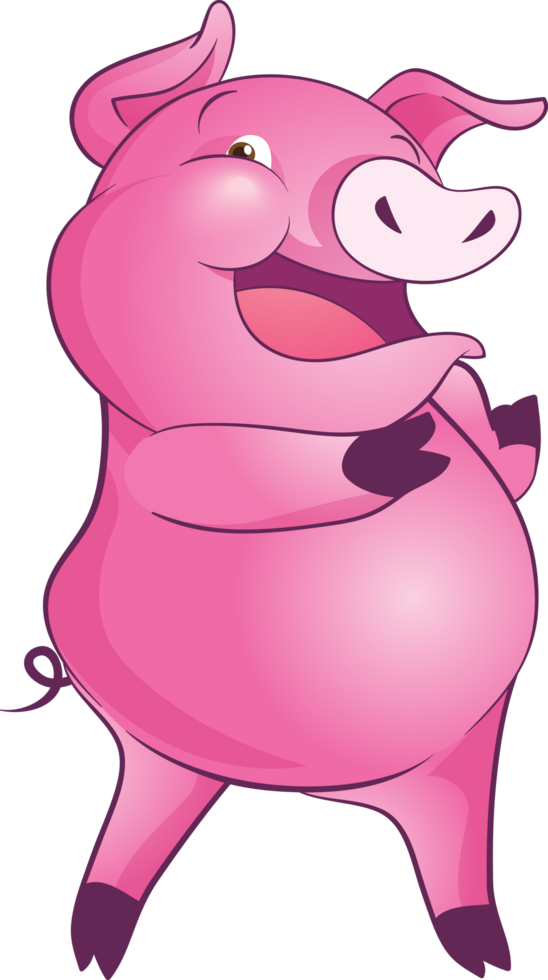 cute little pig cheerful funny dance and many emotion acting png