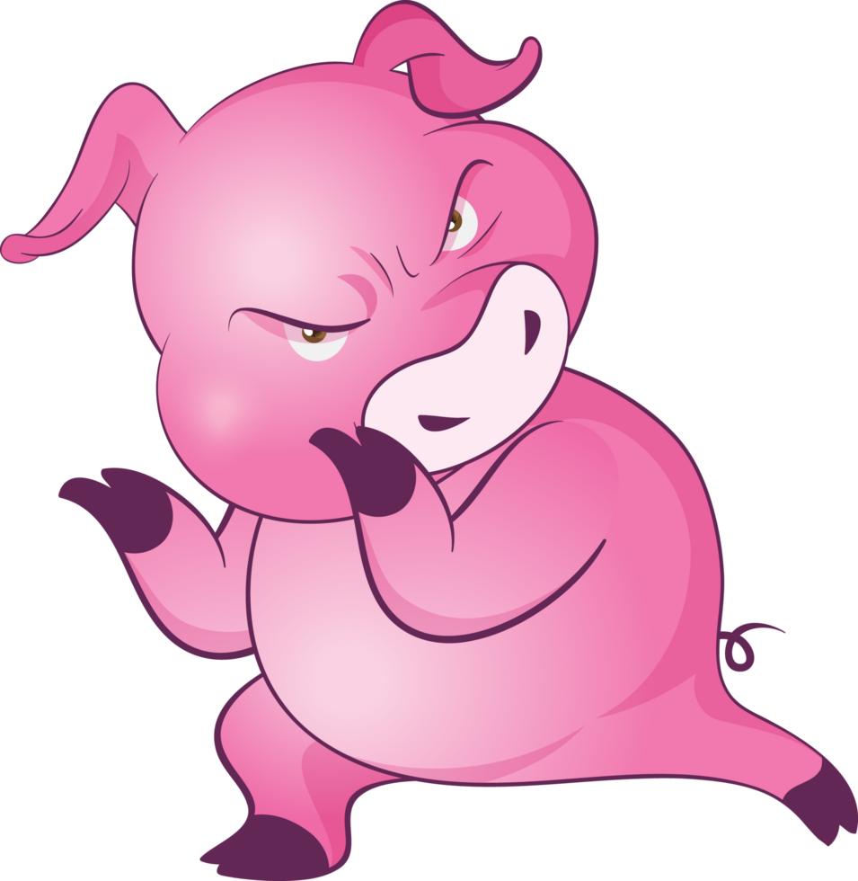 cute little pig cheerful funny dance and many emotion acting png