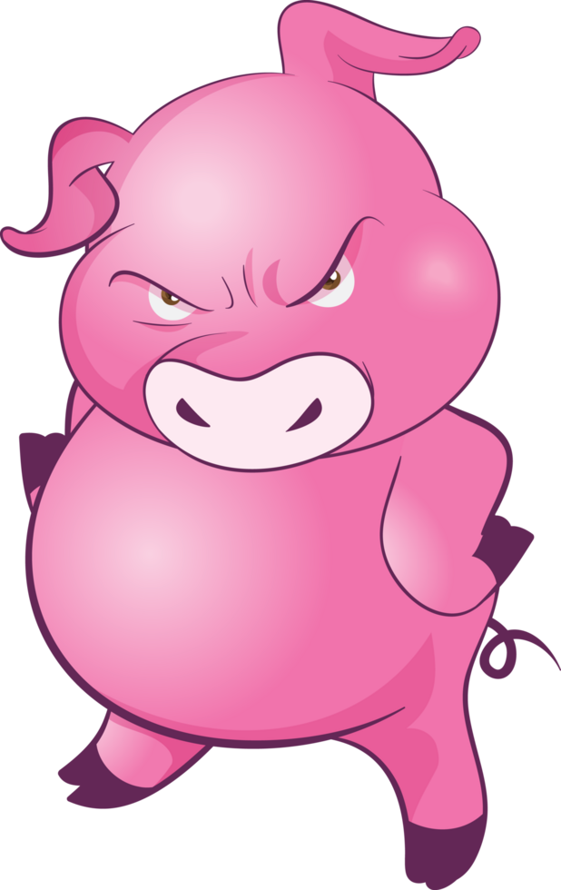 cute little pig cheerful funny dance and many emotion acting png