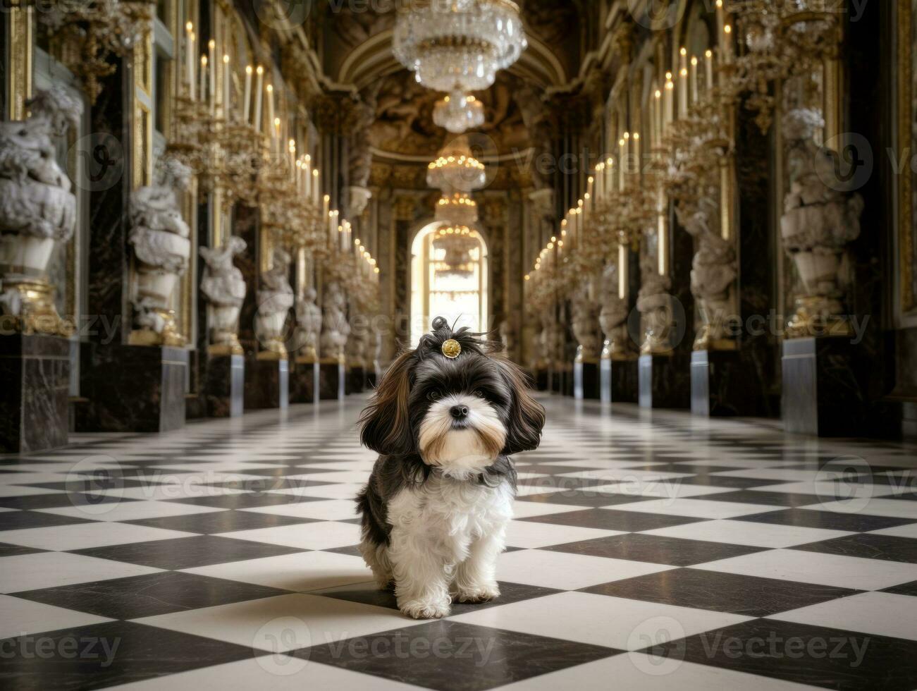 Regal dog with a regal stance in a royal setting AI Generative photo
