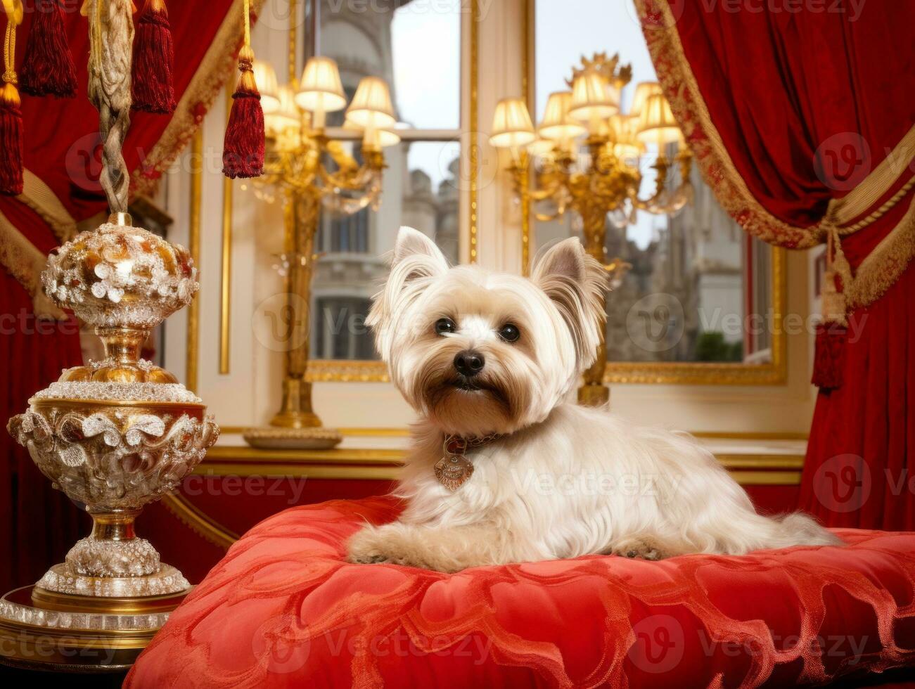 Regal dog with a regal stance in a royal setting AI Generative photo