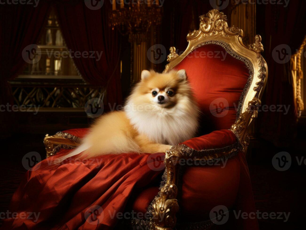 Regal dog with a regal stance in a royal setting AI Generative photo