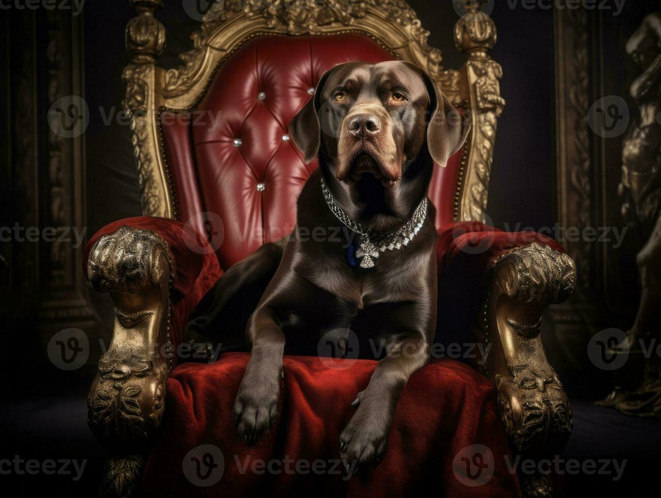 Regal dog with a regal stance in a royal setting AI Generative photo