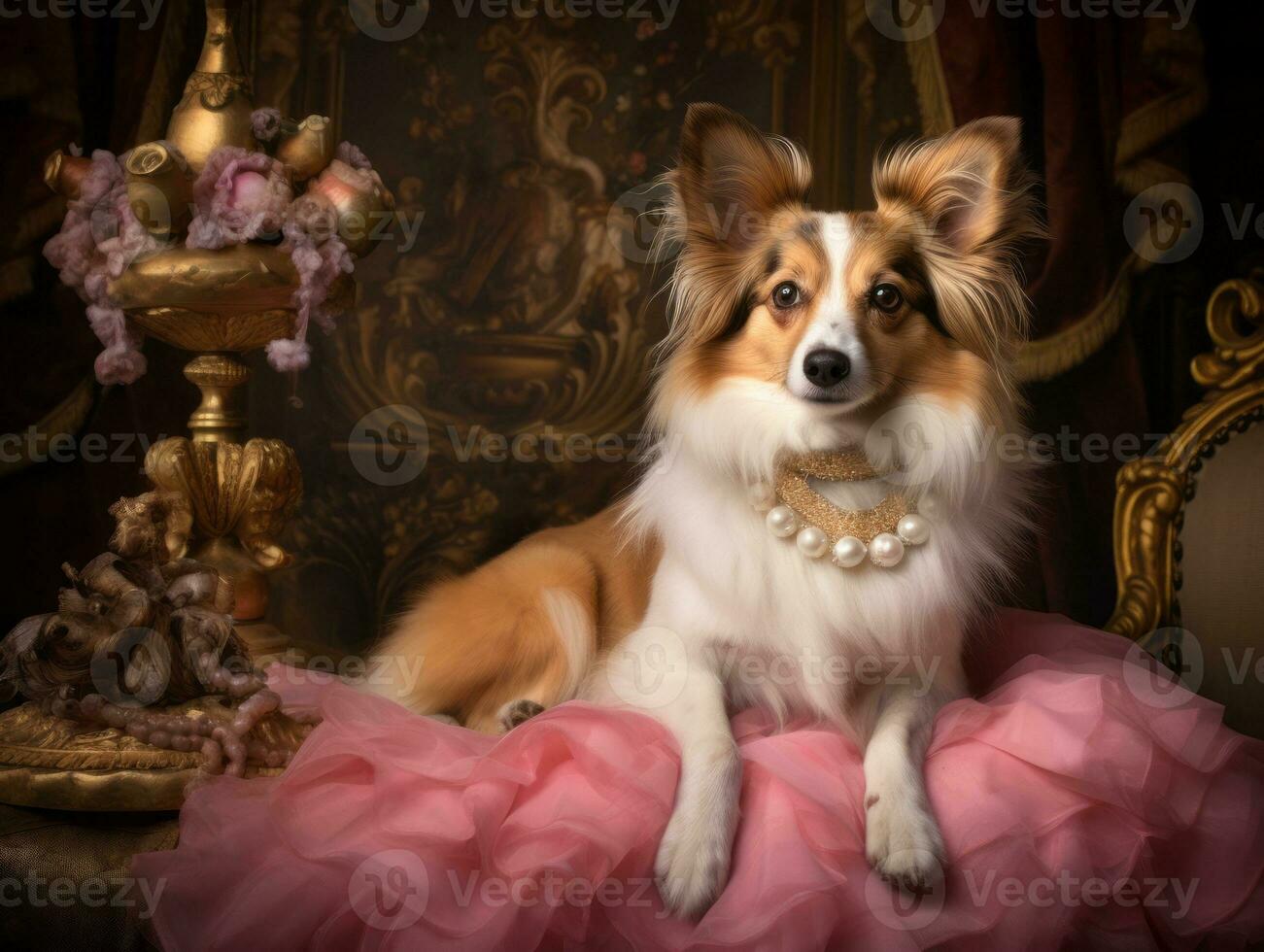 Regal dog with a regal stance in a royal setting AI Generative photo