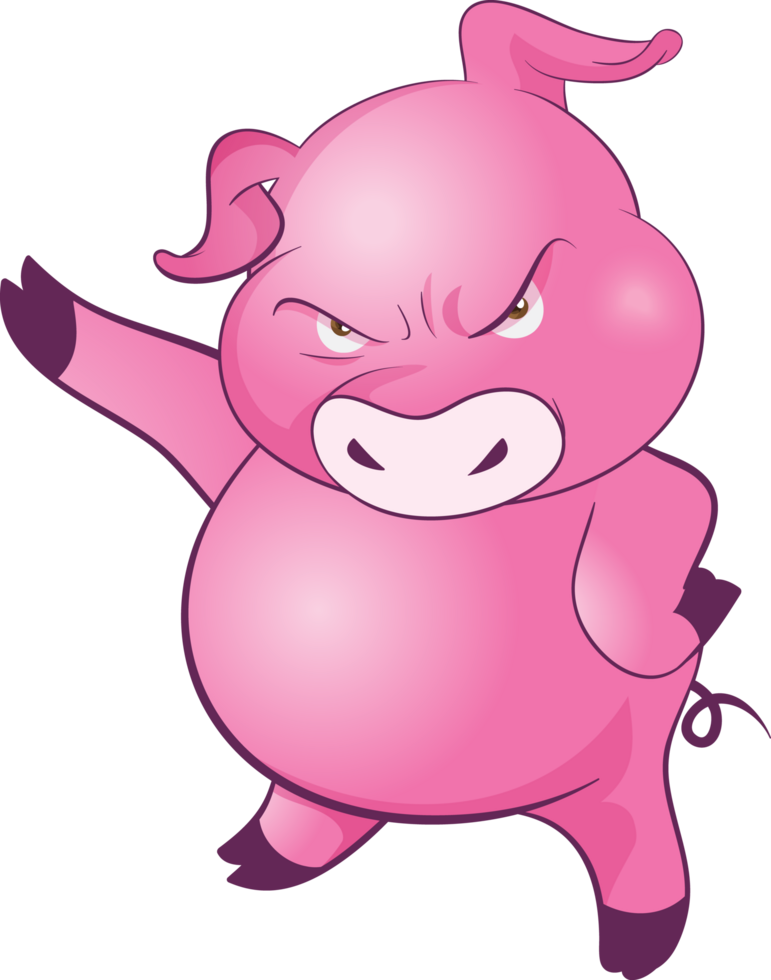cute little pig cheerful funny dance and many emotion acting png