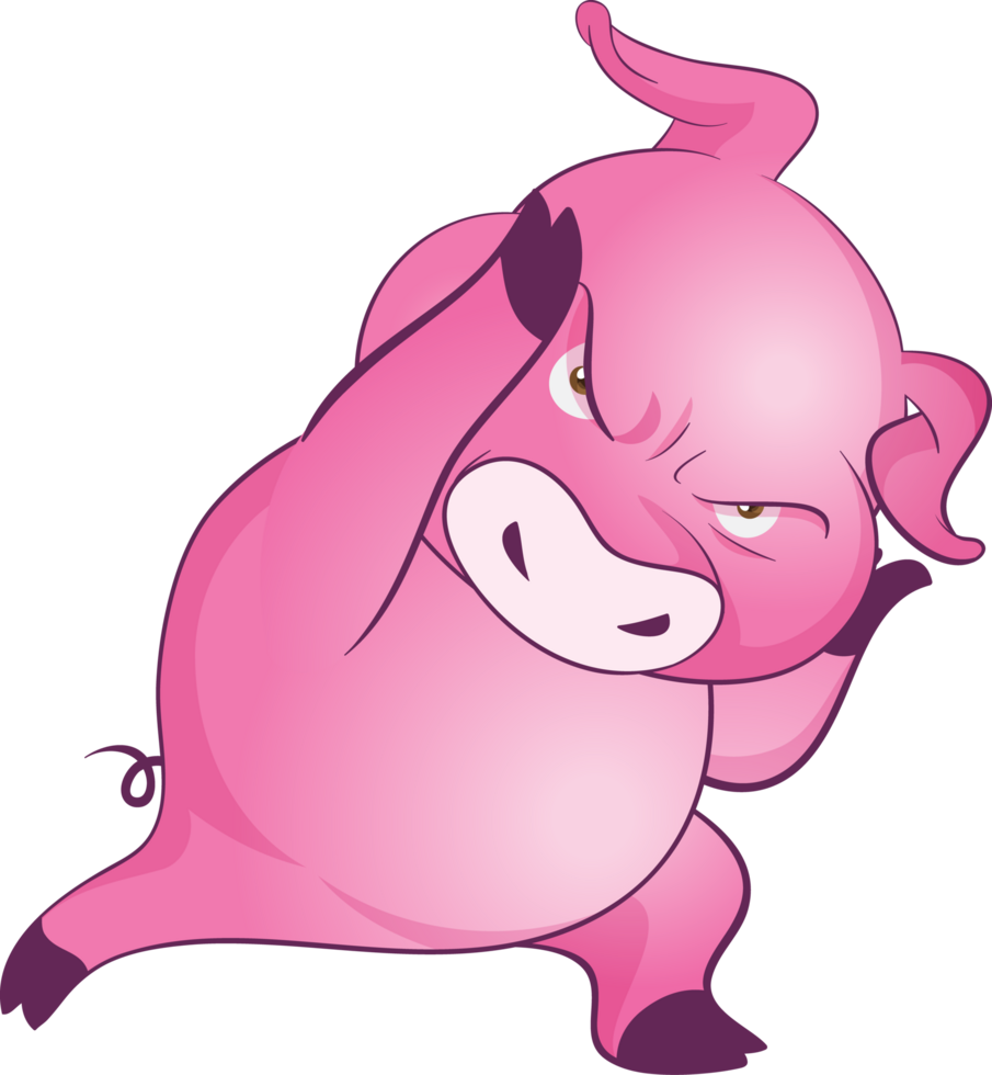 cute little pig cheerful funny dance and many emotion acting png