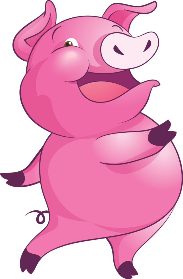 cute little pig cheerful funny dance and many emotion acting png