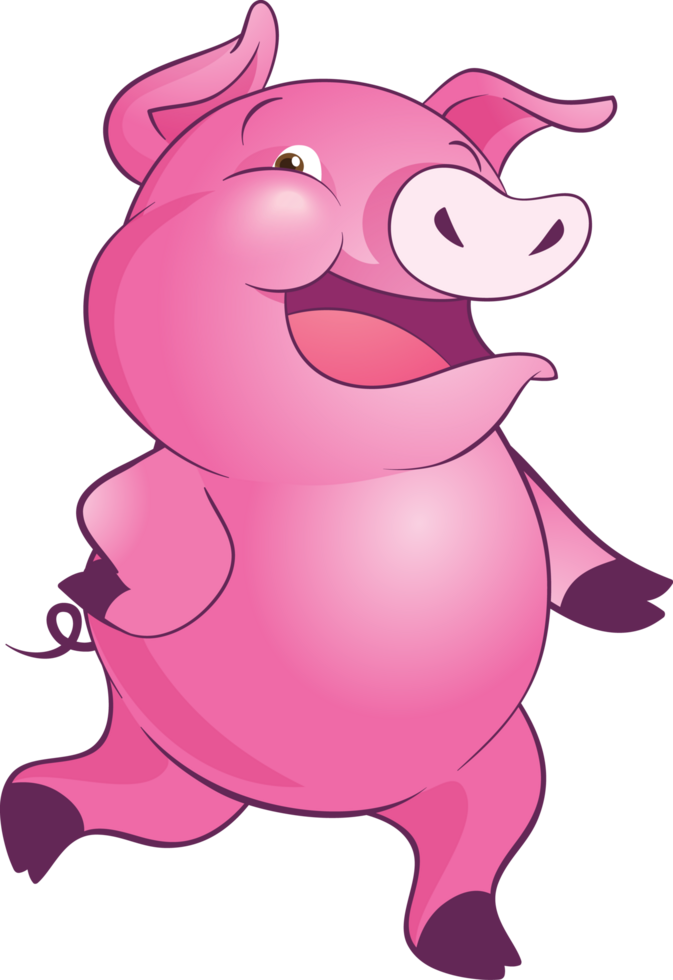 cute little pig cheerful funny dance and many emotion acting png