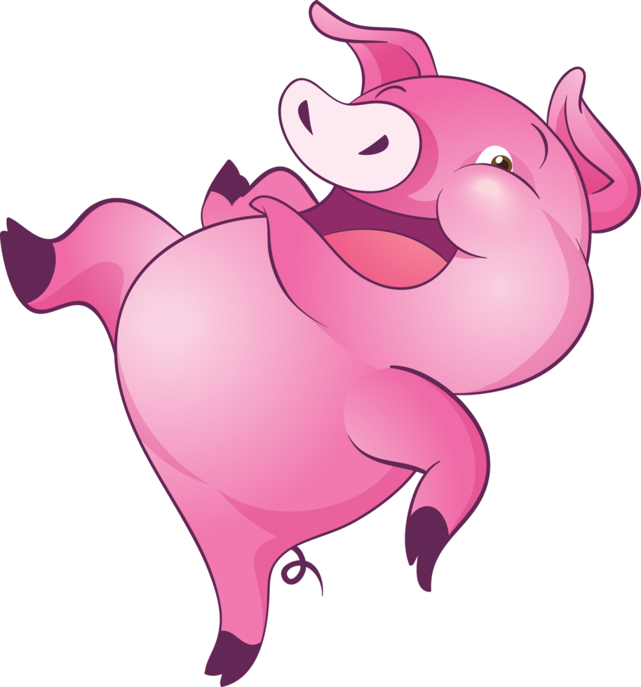 cute little pig cheerful funny dance and many emotion acting png