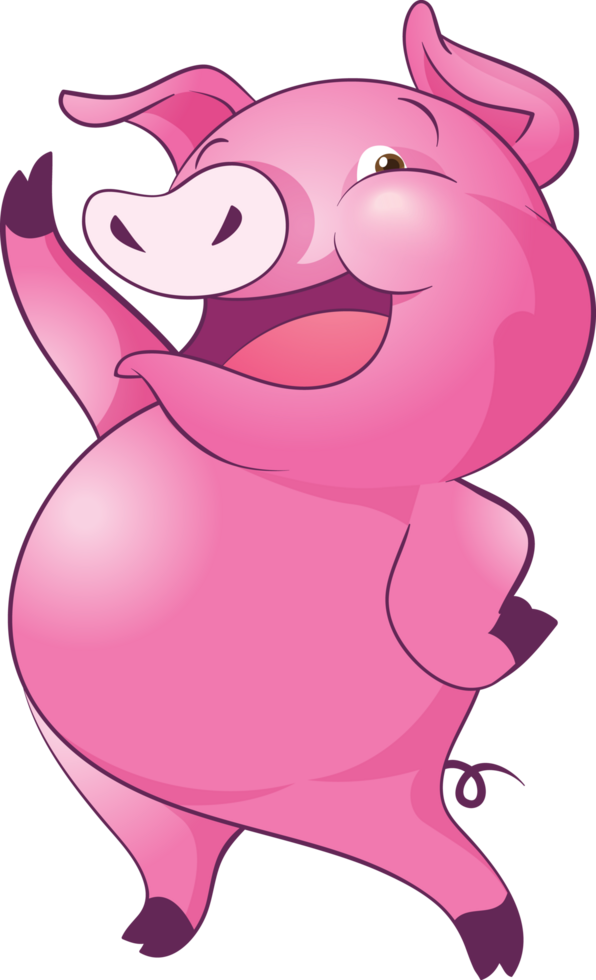 cute little pig cheerful funny dance and many emotion acting png