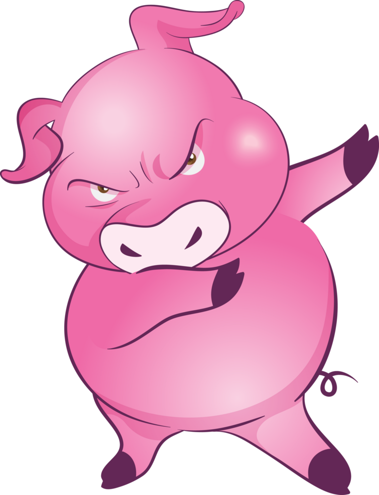 cute little pig cheerful funny dance and many emotion acting png