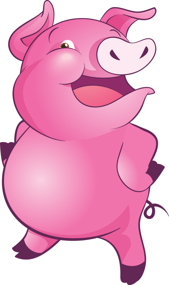 cute little pig cheerful funny dance and many emotion acting png