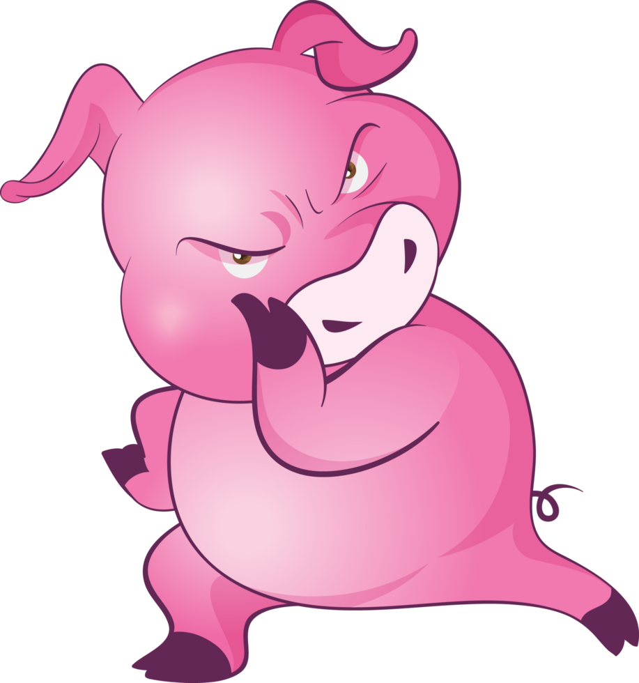 cute little pig cheerful funny dance and many emotion acting png