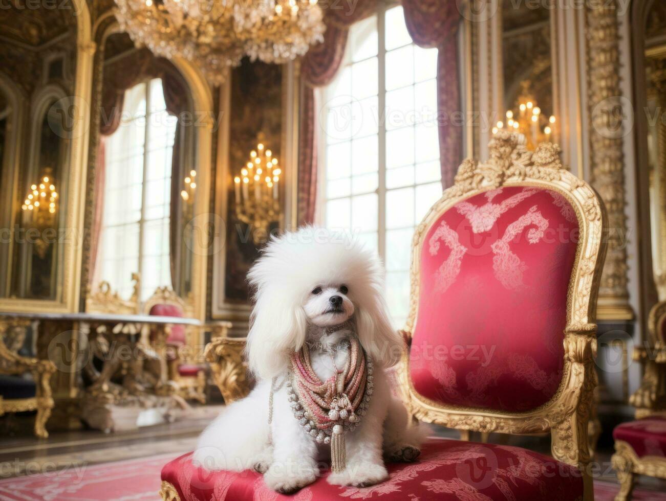 Regal dog with a regal stance in a royal setting AI Generative photo