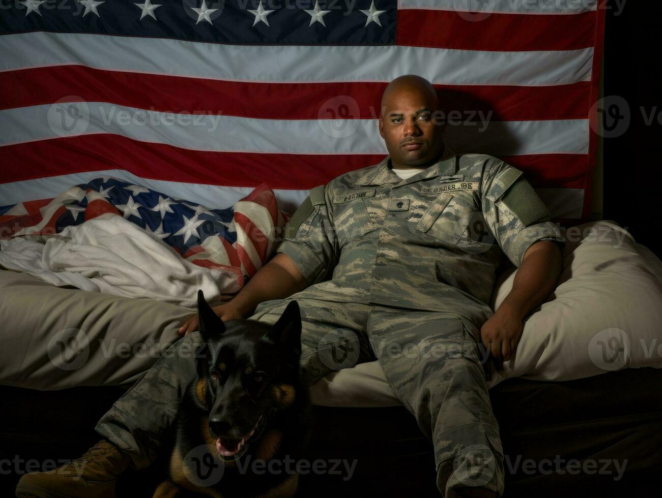 Proud service dog assisting its owner with a disability AI Generative photo