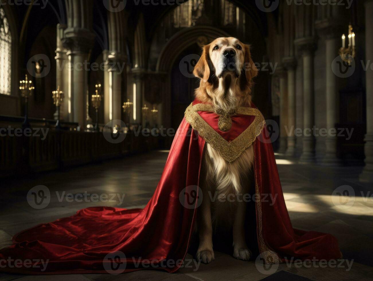 Regal dog with a regal stance in a royal setting AI Generative photo