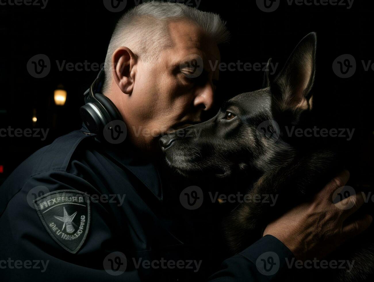 Proud service dog assisting its owner with a disability AI Generative photo