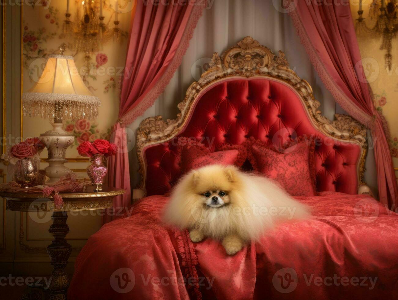 Regal dog with a regal stance in a royal setting AI Generative photo