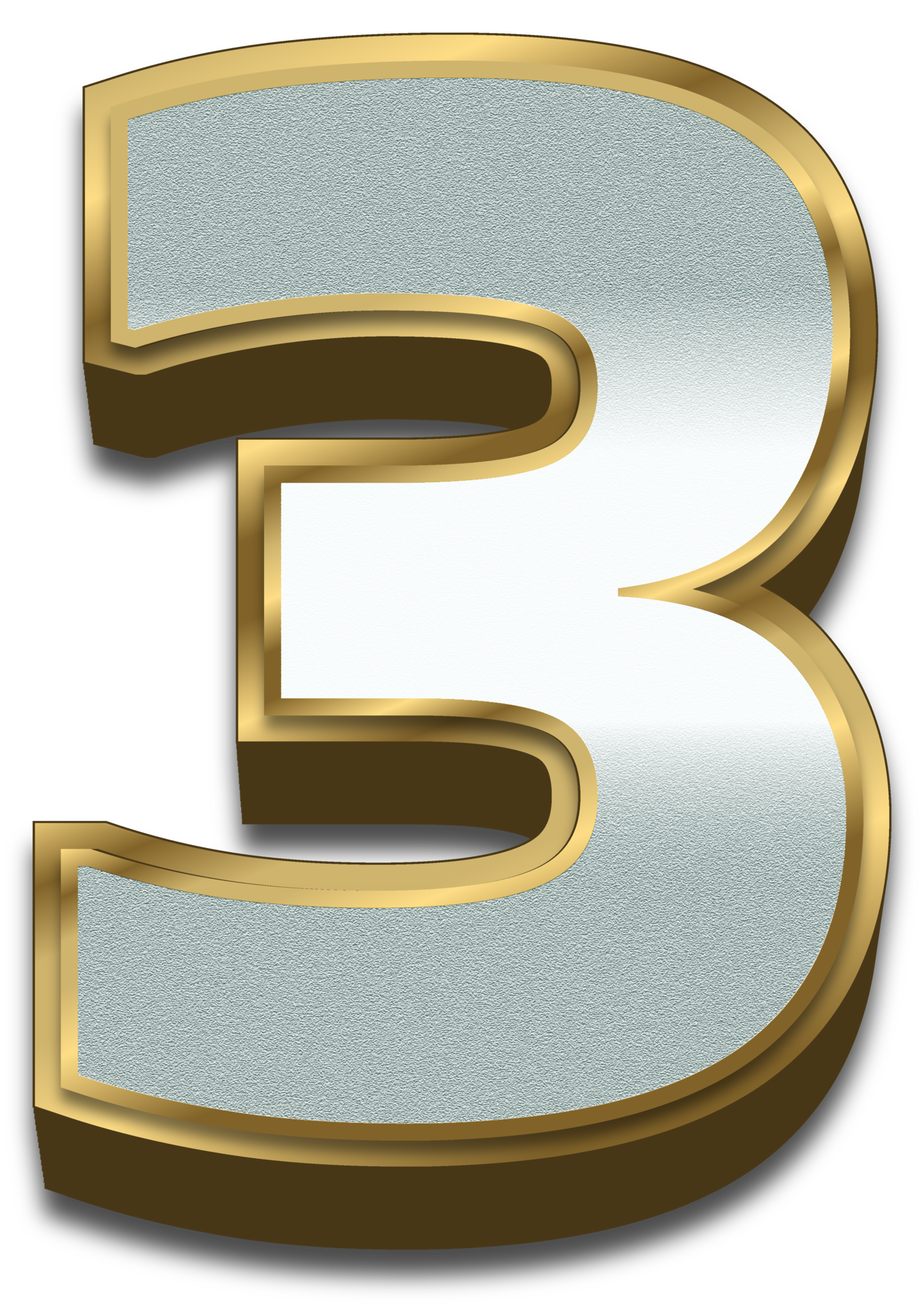 3d gold silver gradient alphabet number 3 34097648 png