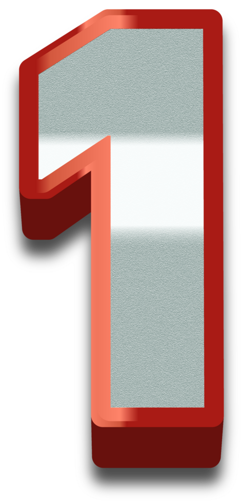 3D Elegant Red Alphabet Number 1 png